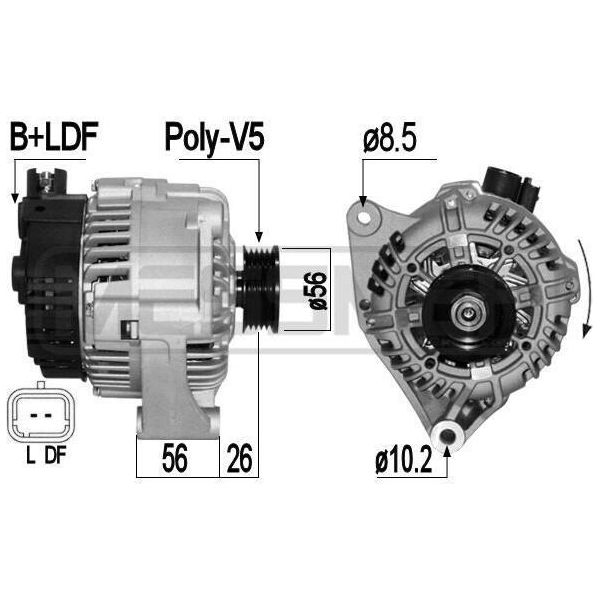 Era 209160A - Alternatore Oe 5705 4Q Per Berlingo, Saxo, 106 Ii, 206 Cc (2D), 206 (2A/C), 206 (2E/K), 206 Sw (2E/K), 306, Partner (5, G)-image