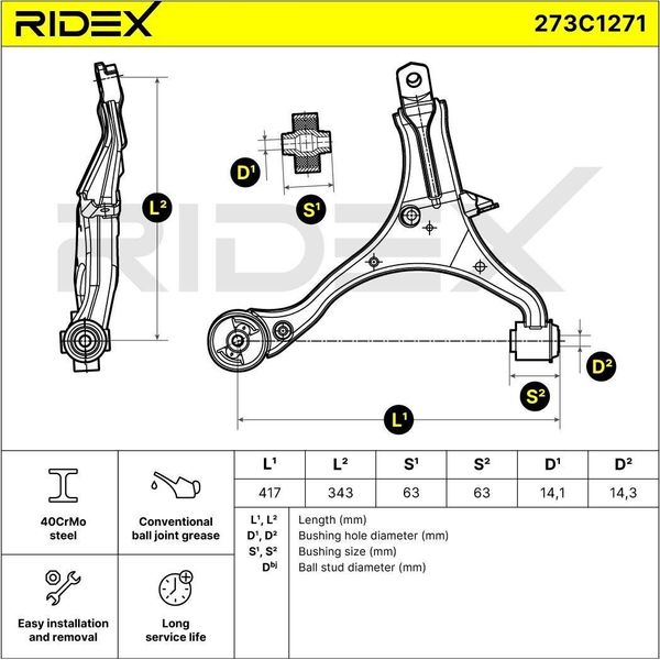 Ridex 273C0668 - Querlenker Oe 51350 S9A A00 Per CR-V Ii (Rd)-image