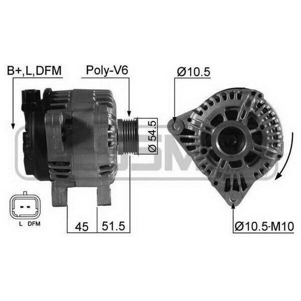 Era 210538A - Oe 5702 C5 Lichtmaschine FüR C1 (Pm, Pn), C2 (Jm), C3 I (Fc, Fn), C3 Pluriel (Hb), C4 (La), C4 I (Lc), C5 I (Dc), C5 I (De), C5 Ii (Rc), C5 Ii (Re), C5 Iii (Rd), Berlingo, C5 (Re), C8 (Ea, Eb), Xsara, Ulysse, 407, 407 Sw (6D, 6E), 607 (9D, 9U), 206 Sw (2E/K), 206 Van, 206 (2A/C), 206 (2E/K), 1007 (Km), 206 Cc (2D), 307, 307 Cc (3B), Partner (5, G), 307 Sw (3H), 807 (Eb), Partner Tepe-image