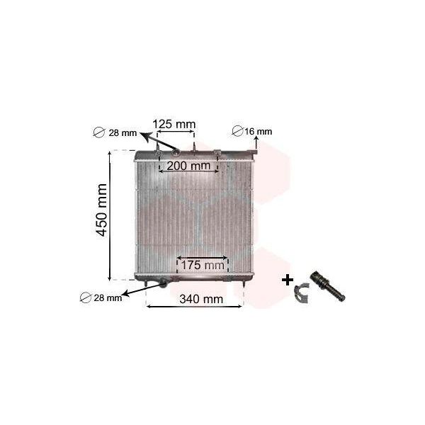 Van Wezel 40002298 Radiatore Radiatore Acqua Radiatore Motore Adatto Per Peugeot 207 (Wa, Wc) 207 Cc (Wd) 208 I Hatchback (Ca, Cc) 2008 Station Wagon (Cu) 207 Sw (Wk)-image