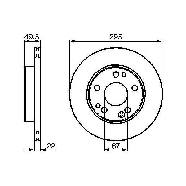 Bosch 0 986 478 525 - Oe A 124 421 15 12 Disco Freno Per Cabriolet (A124), Classe E (W124), Classe E (A124), Classe E (C124), Classe E (S124)-image