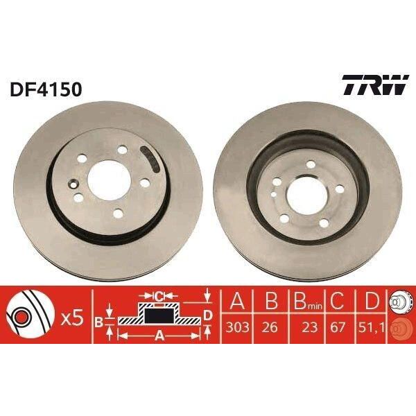 Trw DF4150 - Oe 163 421 04 12 Disco Freno Per Classe M (W163)-image