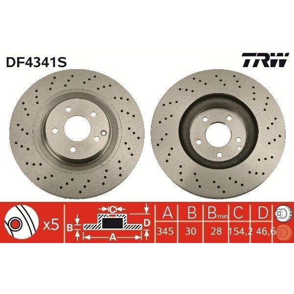 Trw DF4341S - Oe A 203 421 09 12 Disco Freno Per Classe C (W203), Classe C (CL203), Classe C (S203), Clk (C209), Clk (A209), Slk (R171)-image