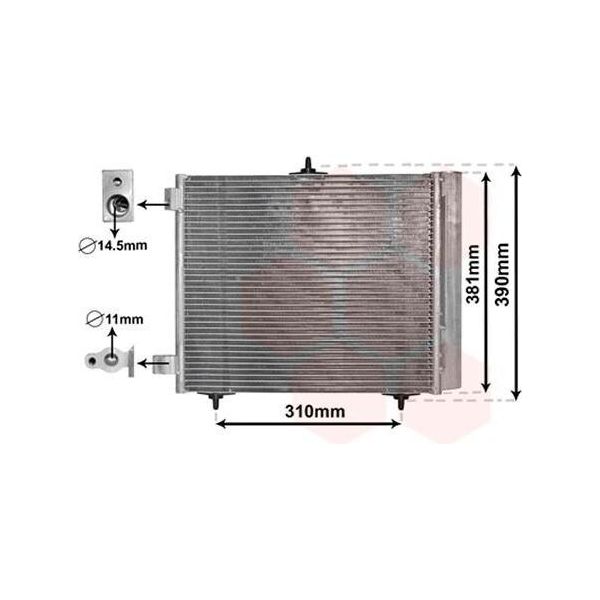 Van Wezel 09005205 - Condensatore Aria Condizionata Oe 6455AL Con Essiccatore Per C3 Pluriel (Hb), C3 I (Fc, Fn), C2 (Jm), 1007 (Km)-image