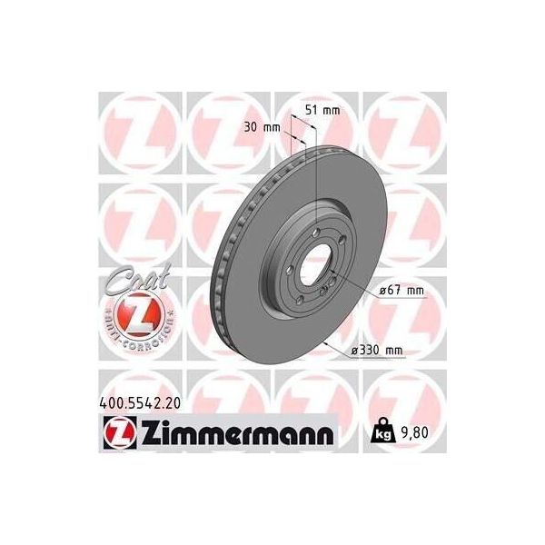 Zimmermann 400.5542.20 - Disco Freno Per Classe A (W177), Classe B (W247), Cla (C118), Cla (X117), Gla (H247), Glb (X247)-image