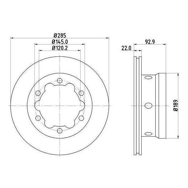 Hella 8DD 355 105-811 - Oe 2D0615601B Disco Freno Per Sprinter (W904)-image