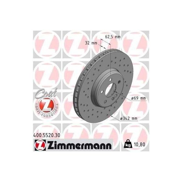 Zimmermann 400.5520.30 - Disco Freno Per Classe C (W205), Classe C (A205), Classe C (C205), Classe C (S205), Classe E (W213), Classe E (S213), Classe E (A238), Classe E (C238)-image