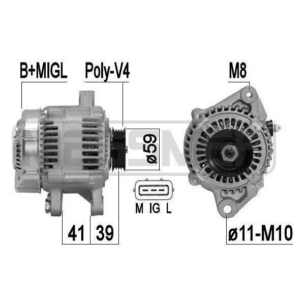 Era 209377A - Alternatore Oe 27060 21030 Per Yaris (P1), Yaris Verso (P2)-image