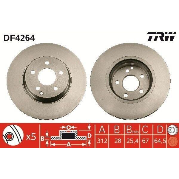 Trw DF4264 - Oe A 211 421 09 12 Disco Freno Per Cls (C219), Classe E (W211), Classe E (S211)-image