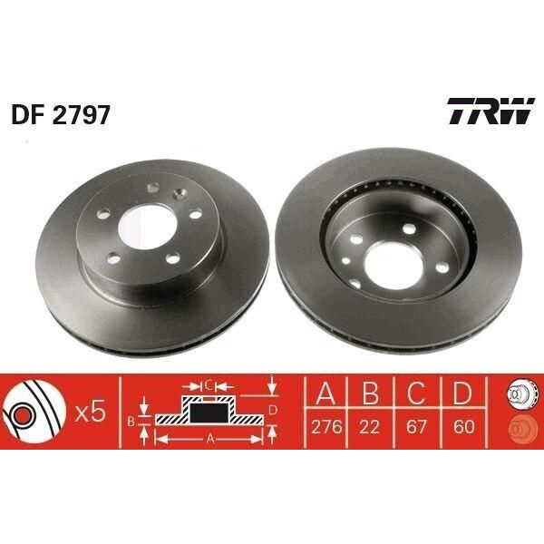 Trw DF2797 - Oe A 638 421 01 12 Disco Freno Per Vito (W638), Classe V (638/2)-image