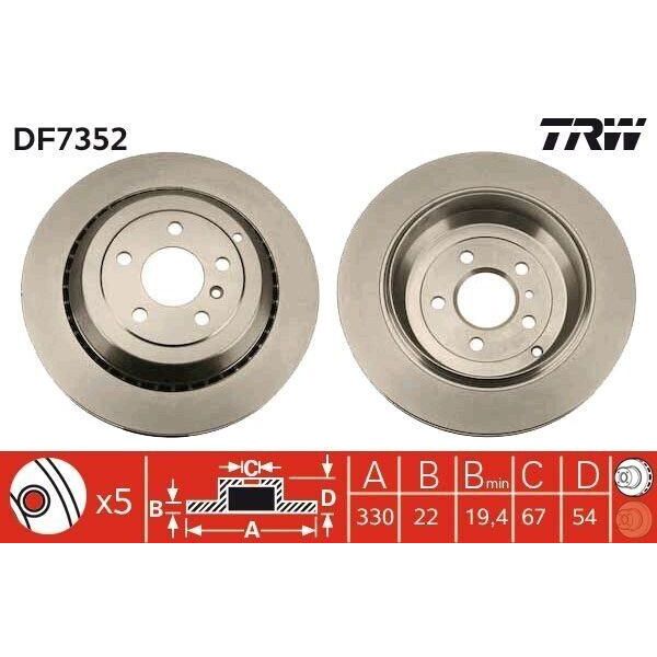 Trw DF7352 - Oe 164 423 06 12 Disco Freno Per Classe Gl (X164), Classe M (W164), Classe R (W251)-image