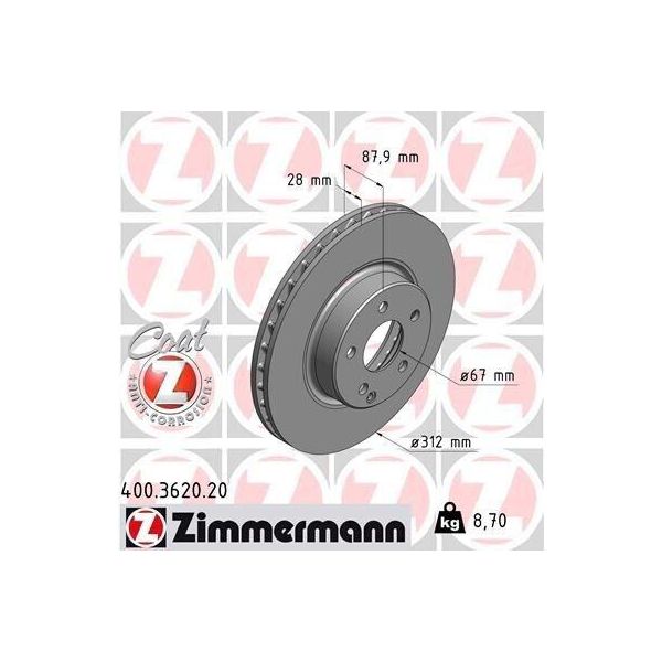 Zimmermann 400.3620.20 - Disco Freno Per Cls (C219), Classe E (W211), Classe E (S211)-image