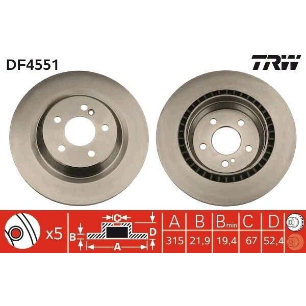Trw DF4551 - Disco Freno Oe A220423031264 Per Classe S (W220), Classe S (C215)-image