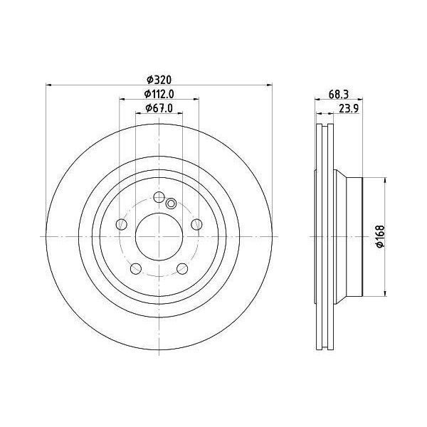 Hella 8DD 355 122-951 - Oe 4231112 Disco Freno Per Cls (C218), Cls (C219), Cls (X218), Classe E (W211), Classe E (W212), Classe E (S211), Classe E (S212)-image