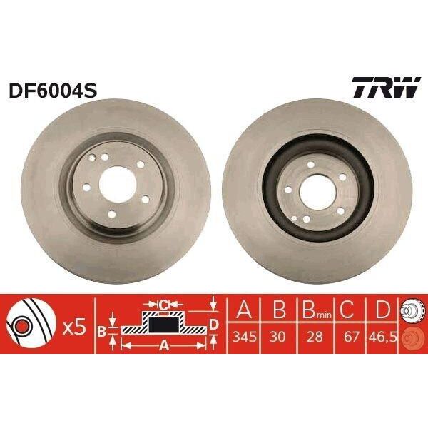 Trw DF6004S - Oe 209 421 00 12 Disco Freno Per Classe C (W203), Classe C (S203), Clk (C209), Clk (A209)-image