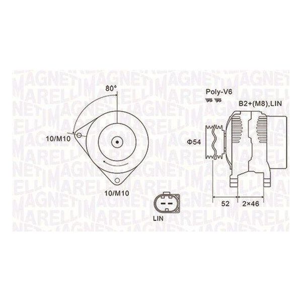 Magneti Marelli 063731970010 - Alternatore Per Transit Courier, Transit Connect, Tourneo Connect, S-Max (WA6), Mondeo V, Mondeo Iv, Grand C-Max, Galaxy (WA6), Focus Iii, Fiesta Vi, Ecosport, C-Max, B-Max, 2 (De, Dh)-image
