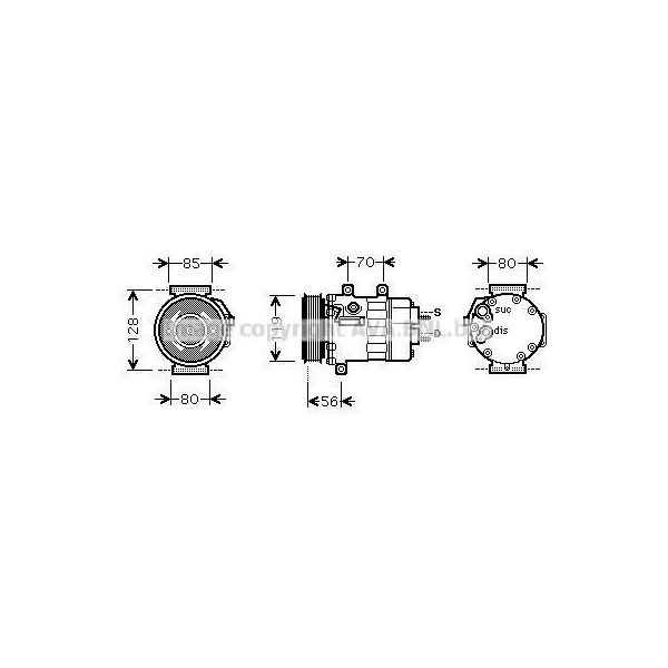 Prasco CNK253 - Klimakompressor Oe 1609491380 Per C8 (Ea, Eb), Jumpy (VF7), Scudo, Ulysse, 807 (Eb), Expert (Vf), Expert Tepee (VF3X)-image