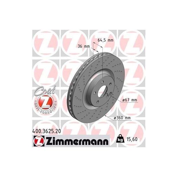 Zimmermann 400.3625.20 - Disco Freno Per Cls (C219), Classe E (W211), Classe E (S211), Classe S (W221), Classe S (C216), Sl (R230)-image