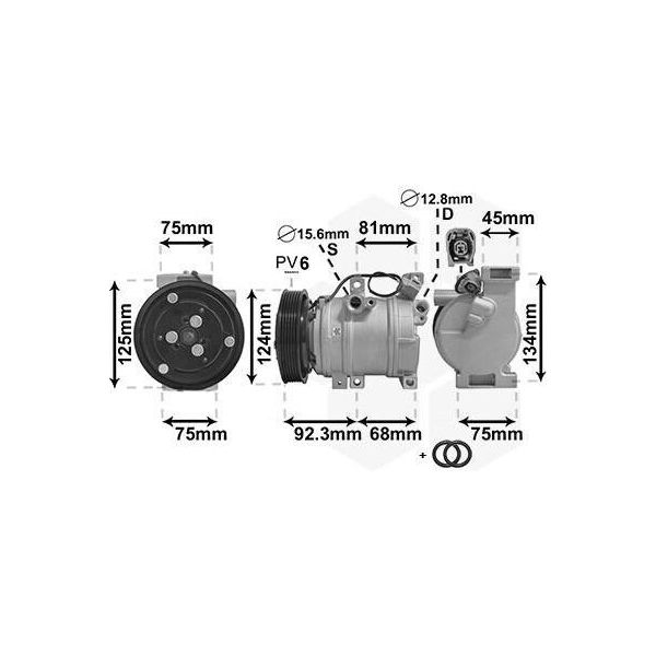 Van Wezel 2700K219 - Compressore Aria Condizionata Oe GJ6A 61 K00A Per 3 (Bk), 6 (G), CX-7 (Er)-image