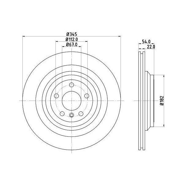 Hella 8DD 355 126-311 - Disco Freno Oe 1664230212 Per Classe Gl (X166), Gle (W166), Gle (C292), Gls (X166), Classe M (W166)-image