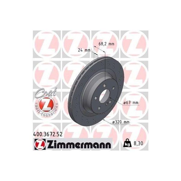 Zimmermann 400.3672.52 - Disco Freno Per Cls (C218), Cls (C219), Cls (X218), Classe E (W211), Classe E (W212), Classe E (S212)-image