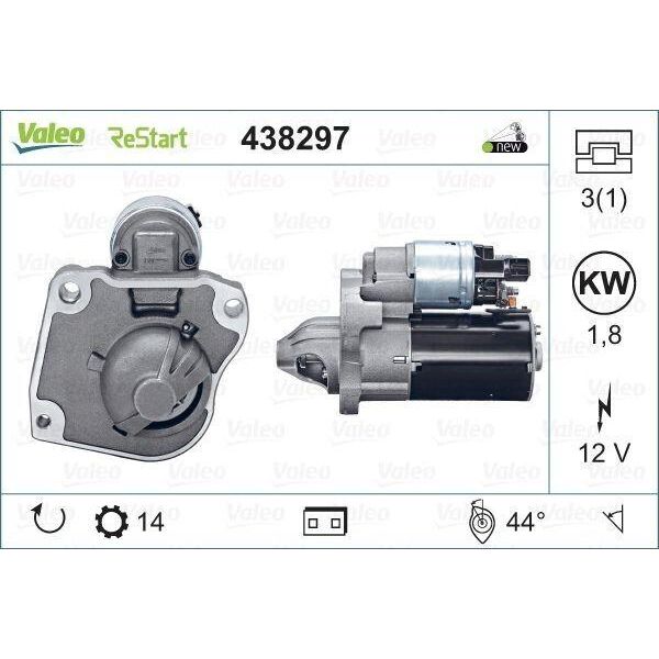Valeo 438297 - Oe 9807545980 Motorino Di Avviamento, Starter Per DS3, C4 Cactus, C3 Ii (Sc), C-Elysee (Dd), 301, 208 I (Ca, Cc), 2008 I (Cu)-image