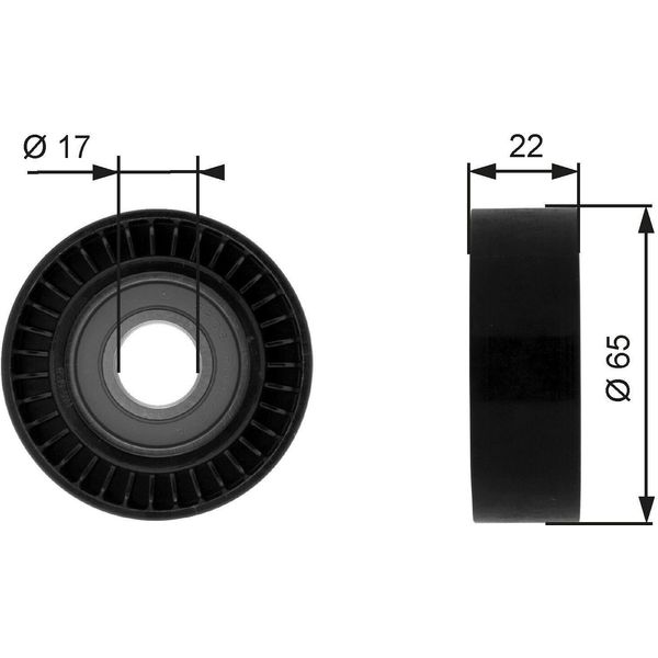 Gates T36257 - Puleggia Folle Oe 6402020419, Cinghia A V Per Classe B (W245), Classe A (W168), Classe A (W169)-image