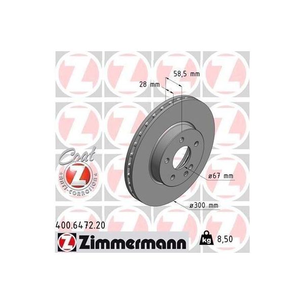 Zimmermann 400.6472.20 - Disco Freno Per Classe V (W447), Viano (W639), Vito (W639), Vito (W447)-image