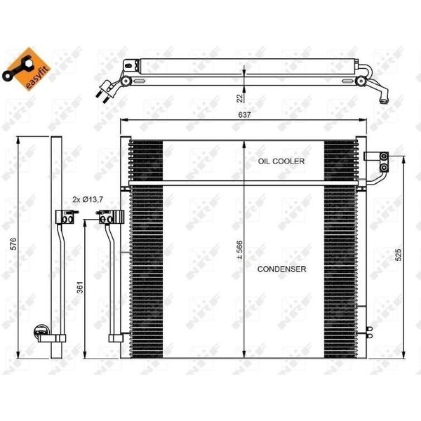 Nrf 350080 - Oe 0995000002 Condensatore Aria Condizionata Con Essiccatore Per Classe Gl (X166), Gle (W166), Gle (C292), Gls (X166), Classe M (W166)-image