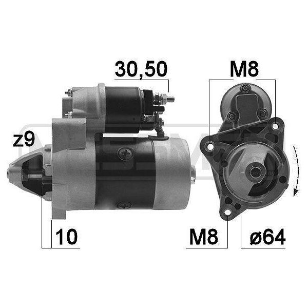 Era 220166A - Motorino Di Avviamento Oe 46417006, Motorino Di Avviamento Per Jumpy (U6U), Jumpy (B), Brava, Bravo, Fiorino, Marea, Palio, Punto, Scudo, Siena, Tipo, Expert (224), Expert (222), Expert (223)-image
