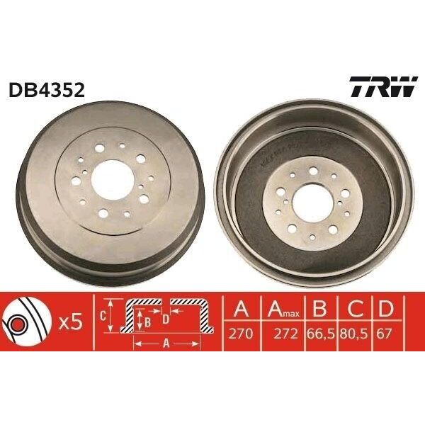 Trw DB4352 - Oe 42431 26081 Tamburo Del Freno Per Hilux-image