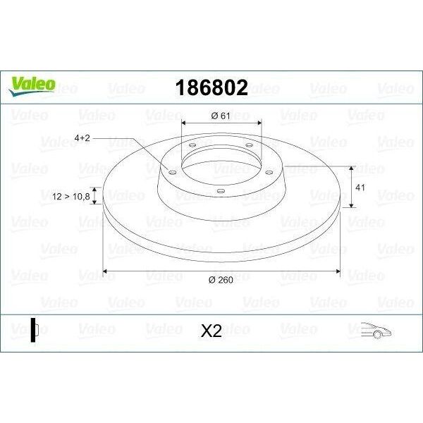 Valeo 186802 - Oe 402065345R Disco Freno, Asse Anteriore Per Logan, Sandero, Clio Ii, Logan I, Logan Ii, Sandero I (Bs), Twingo I (C06), Twingo Ii (CN0), Twingo Iii (Bc)-image