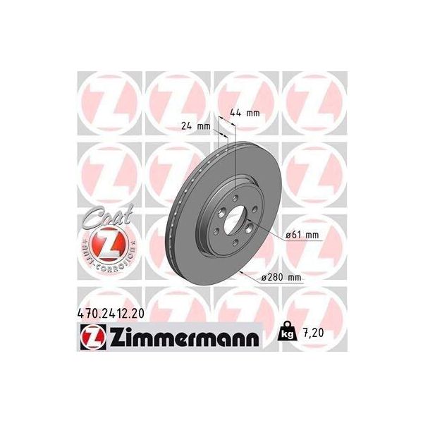 Zimmermann 470.2412.20 - Disco Freno Per Megane Ii, Megane I, Megane Scenic, Scenic I, Scenic Ii, Twingo Ii (CN0), Wind (E4M), Clio Ii, Clio Iii, Grand Scenic Ii (Jm), Kangoo (Kc), Kangoo (Fc), Laguna I-image