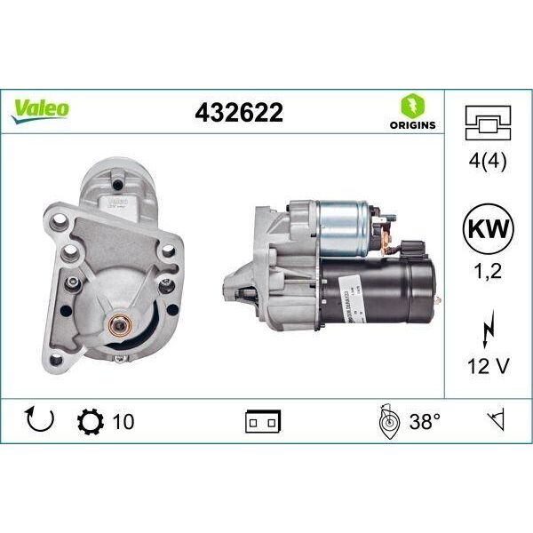 Valeo 432622 - Motorino Di Avviamento Oe 7700854955, Motorino Di Avviamento Per Sport Spider (EF0), Rapid, Megane Scenic, Megane I, Laguna I, Kangoo (Fc), Kangoo (Kc), Espace Iii (Je), Clio Ii, Clio I-image