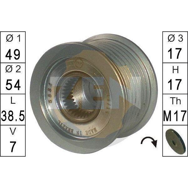 Era ZN5584 - Puleggia Alternatore Oe A003TX0481 Per Dokker, Lodgy, Logan, Qashqai +2 I (J10), X-Trail (T31), Movano B (X62), Espace Iv (Jk), Grand Scenic Iii (Jz), Koleos I (Hy), Laguna Iii, Latitude (L70), Megane Cc, Megane Iii, Scenic Iii-image