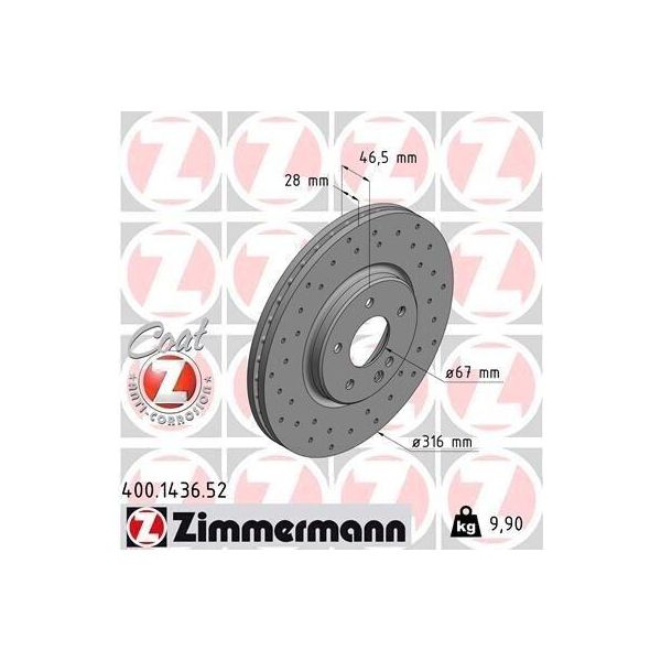 Zimmermann 400.1436.52 - Disco Freno Per Classe C (W202), Clk (A208), Classe E (W210), Classe E (S210)-image