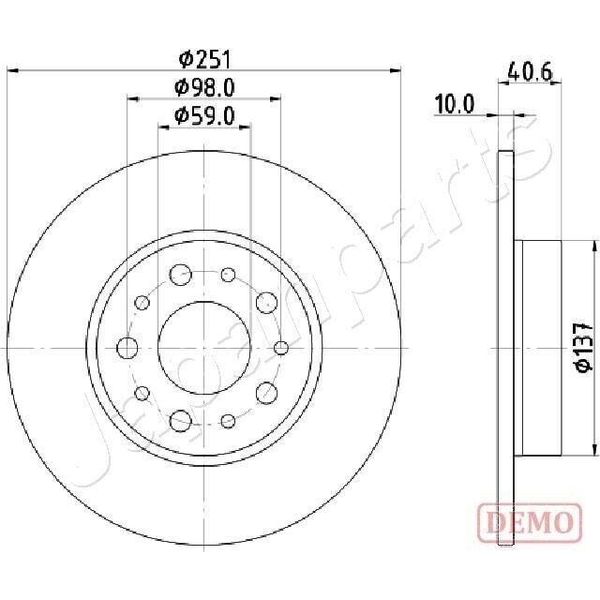Japanparts DP-0211C - Oe 51808471 Disco Freno, Asse Posteriore Per 500L (351, 352)-image