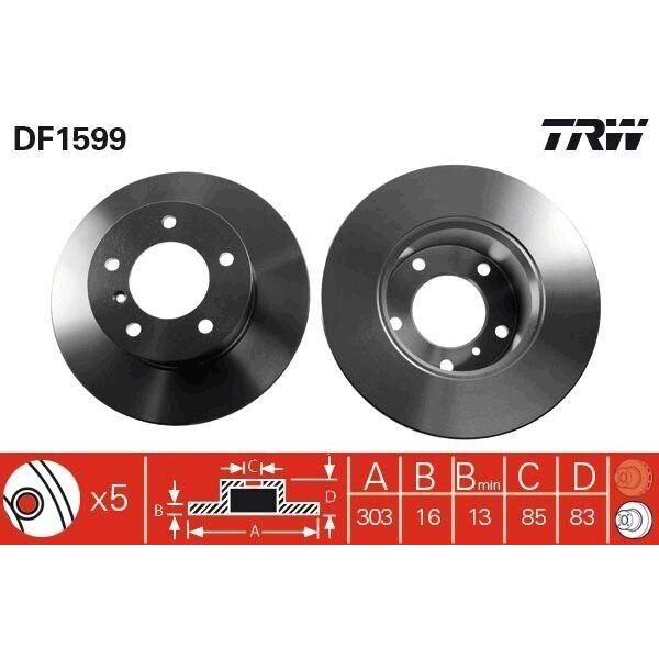 Trw DF1599 - Oe 460 421 00 12 Disco Freno Per Classe G (W461), Classe G (W463)-image
