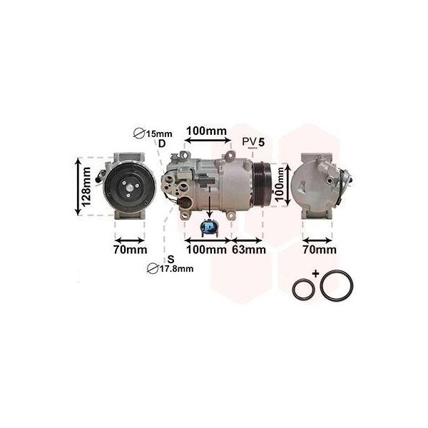 Van Wezel 3000K404 - Compressore Aria Condizionata Oe 2 230 1411 Per Classe A (W169), Classe B (W245)-image