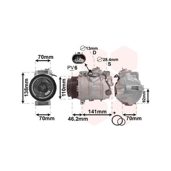 Van Wezel 3000K091 - Compressore Aria Condizionata Oe 2306511 Per Classe C (W203), Classe C (W204), Sprinter (W904), Classe E (W211), Classe E (S211), Classe G (W463), Classe Glk (X204), Classe M (W163), Classe S (W220), Classe S (C215), Sprinter (W901, W902), Sprinter (W906), Sprinter (W903), Classe C (CL203), Classe C (S203), Classe C (S204), Classe Clc (CL203), Clk (C209), Clk (A209), Cls (C219-image