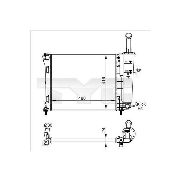 Tyc 709-0022-R - Radiatore Oe 51787115, Raffreddamento Motore Per Panda, 500 (312), Ka (RU8)-image