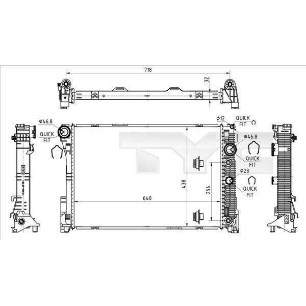 Tyc 721-0018 - Radiatore Oe 2045000603, Raffreddamento Motore Per Classe E (W212), Classe E (A207), Classe E (C207), Classe E (S212), Classe C (W204), Classe C (C204), Classe C (S204), Cls (C218), Cls (X218), Classe Glk (X204)-image