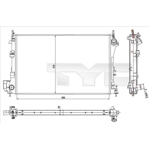 Tyc 725-0010-R - Radiatore Oe 1300246, Raffreddamento Motore Per Croma, Signum (Z03), Vectra C (Z02)-image
