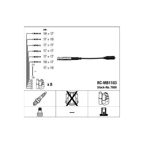 Ngk 7800 - Set Di Cavi Candela Oe 112 150 03 18 Per Classe C (W202), Classe C (W203), Classe C (S202), Classe C (S203), Clk (C208), Clk (C209), Clk (A208), Clk (A209), Cls (C219), Classe E (W210), Classe E (W211), Classe E (VF210), Classe E (S210), Classe E (S211), Classe G (W463), Classe M (W163), Classe M (W164), Classe R (W251), Classe S (W220), Slk (R171), Slr (R199), Classe S (C215), Sl (R129-image