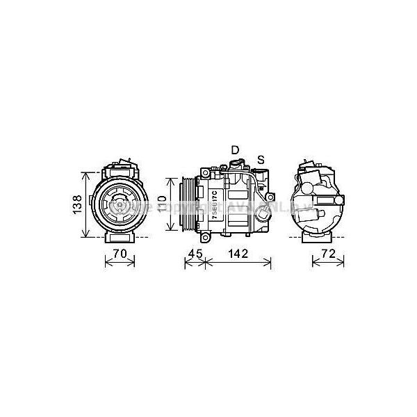 Prasco MSK615 - Compressore Aria Condizionata Oe 2302811 Per Classe C (W203), Classe E (W211), Classe M (W163), Classe S (W220), Classe C (CL203), Classe C (S203), Clk (C209), Clk (A209), Cls (C219), Classe E (S211), Classe G (W463), Classe S (C215), Sl (R230), Vito (W639), Sprinter (W906), Viano (W639)-image