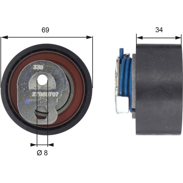 Gates T43163 - Puleggia Tenditore Oe 504010846, Cinghia Di Distribuzione Per Ducato-image