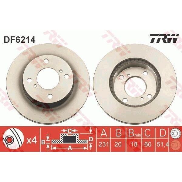 Trw DF6214 - Disco Freno Oe 40206 4A00G Per Pixo (UA0)-image