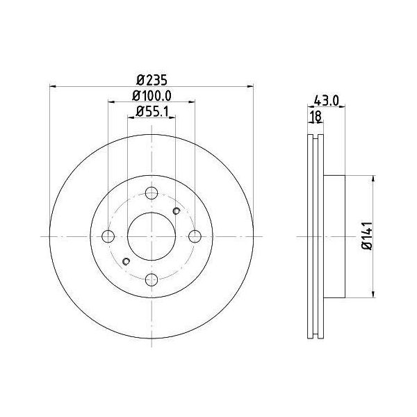 Hella 8DD 355 107-281 - Oe 435120D010 Disco Freno Per Yaris (P1)-image