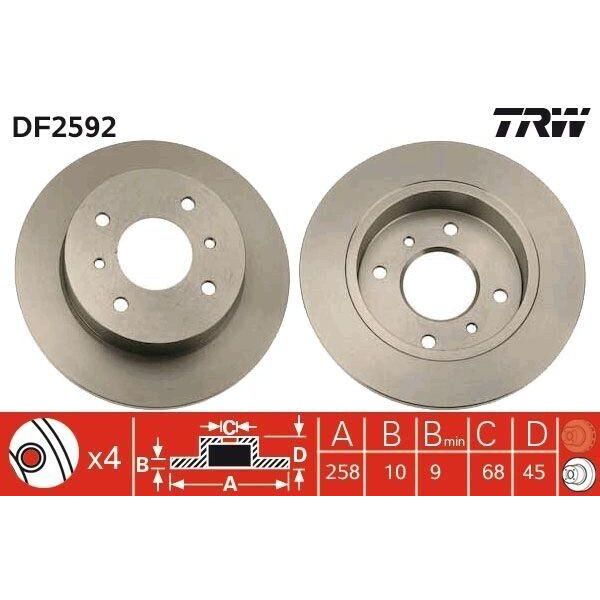 Trw DF2592 - Disco Freno Oe 53206 5M311 Per Almera Ii (N16), Primera (P10), Primera (P11)-image