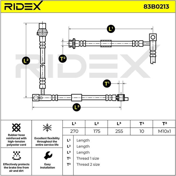 Ridex 83B0213 - Tubo Freno Oe 46210 AV720, Asse Anteriore Destro Per Primera (P12)-image